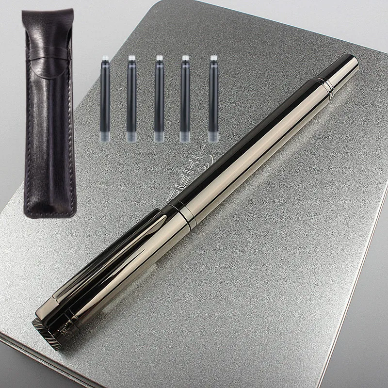 Qualità di lusso PAILI 613A penna grigia metallizzata scuola studente ufficio 0.38mm pennino