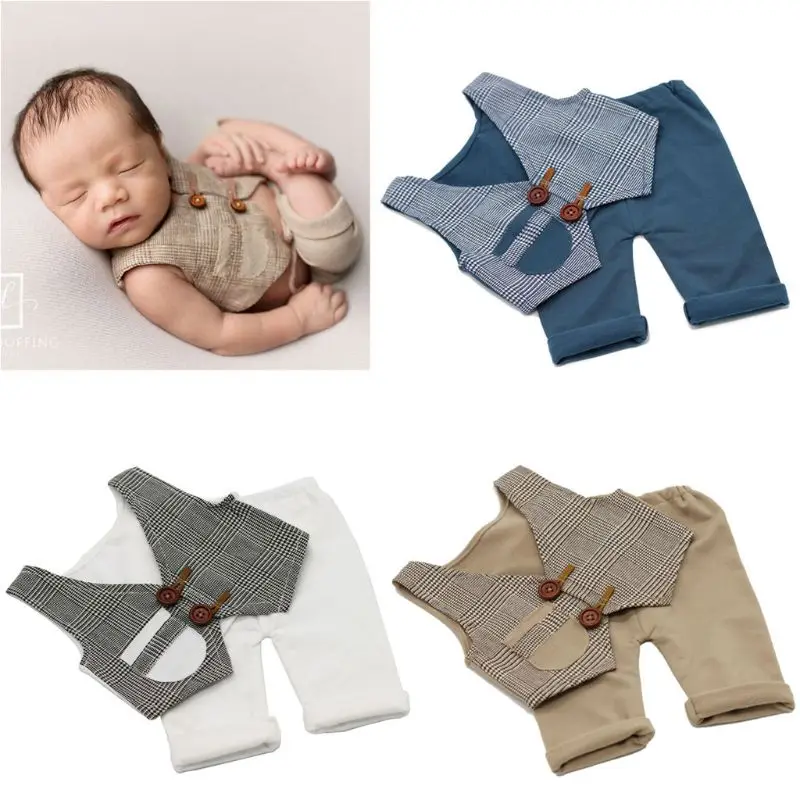 

Newborn Photography Costume Props Baby Boy Vest + Pants Baby Clothes for Photo Shoot Picture Accessories Bebe Gentleman Outfit