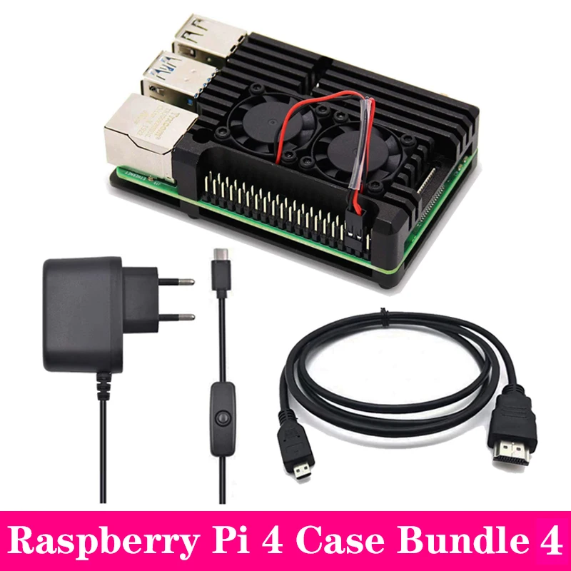 Raspberry Pi 4 алюминиевый корпус защитный сплав корпус коробка охлаждающая пластина корпус с адаптером питания для Raspberry Pi 4B Pi4