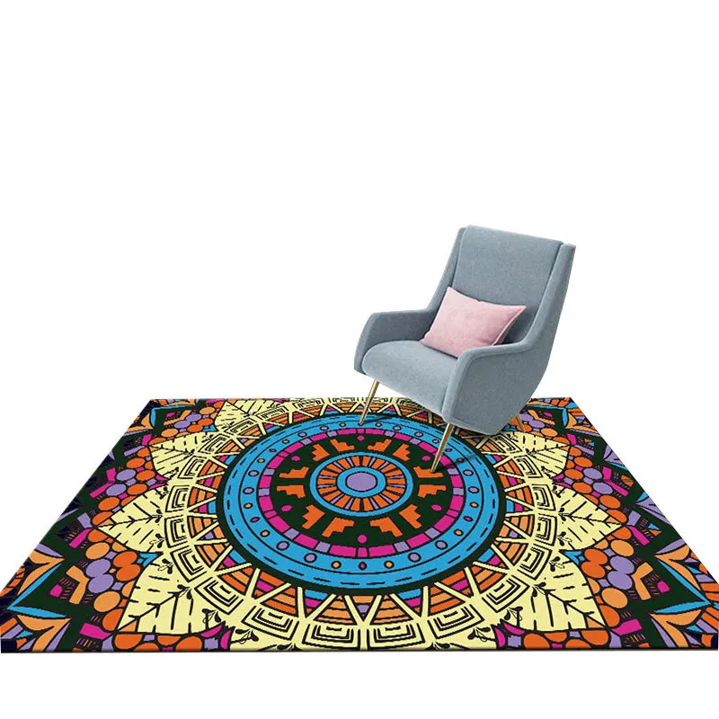 

Mandalas European Retro Classical Mandala Ethnic Style Semicircle Carpet Hotel Bed Homestay Living Room Bedroom Floor Mats