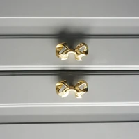 nordic bow brass drawer knobs wardrobe door single hole furniture handle gold button cabinet cupboard pulls small handle