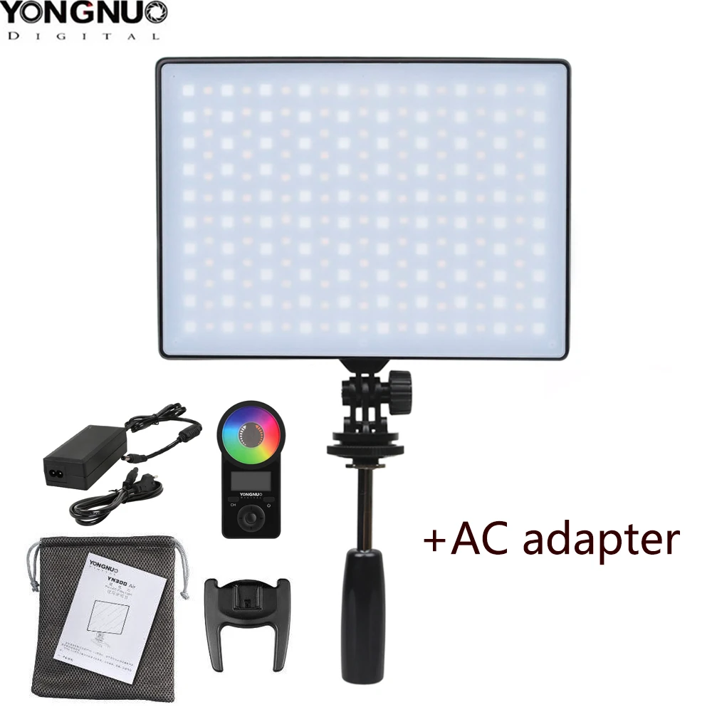 YN300Air II AC YONGNUO YN300Air II YN-300 Air Pro RGB светодиодный светильник для видеокамеры, дополнительно с зарядным устройством для аккумулятора, светильник для фотосъемки+ адаптер переменного тока - Цвет: YN300Air II AC