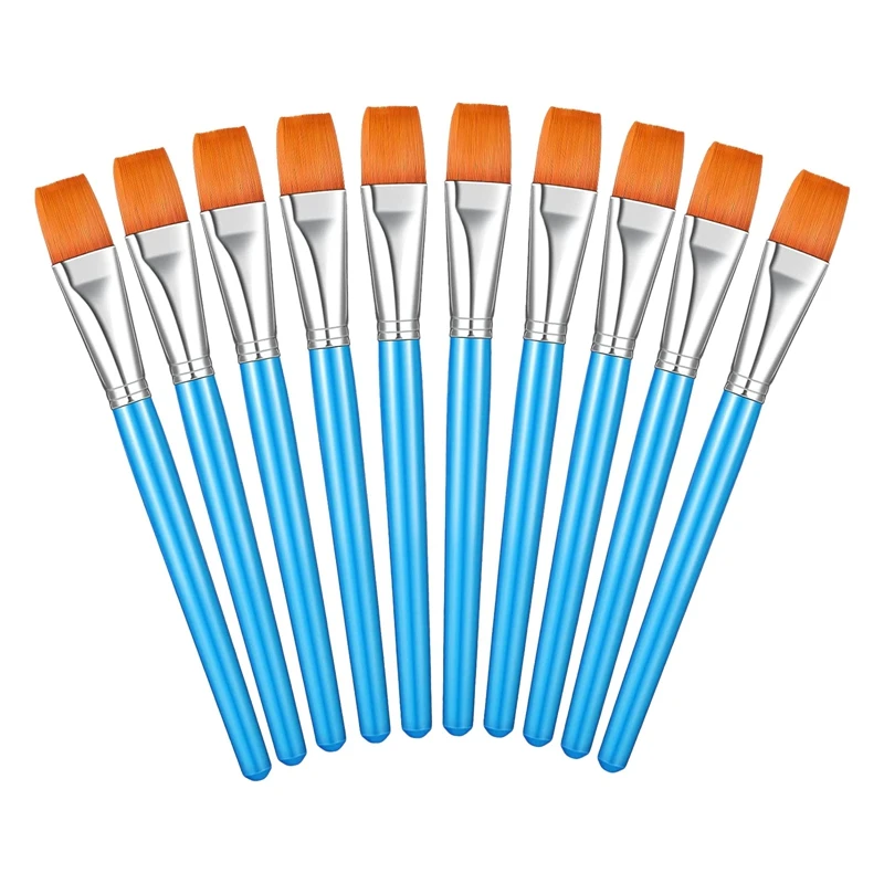 

10 Pcs Flat Paint Brushes Watercolor Acrylic Paint Brush Artist Painting Brush For Kids Students Artists Art Painting