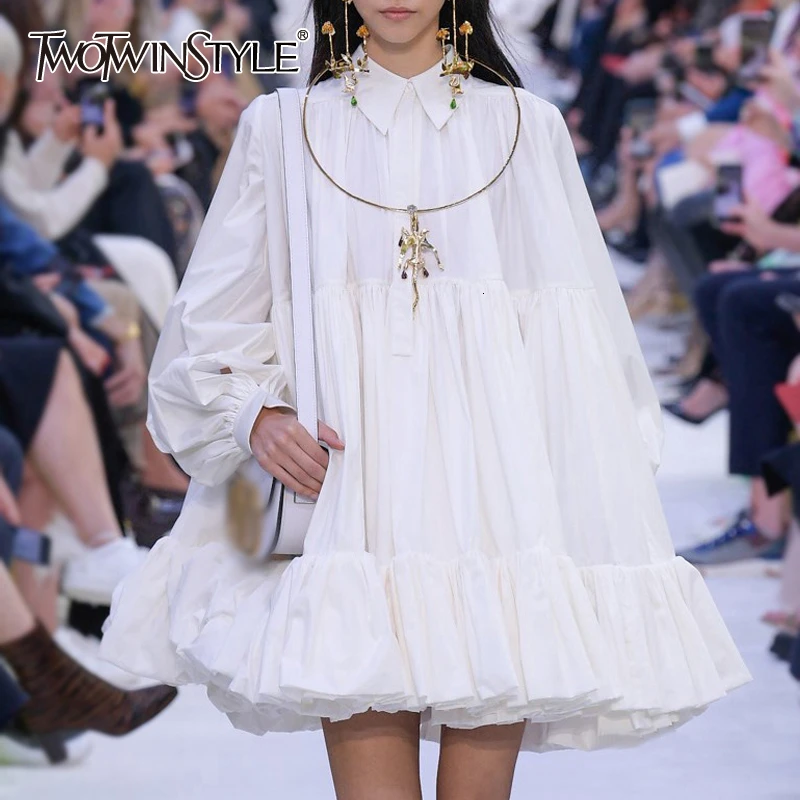 Платье twotwin2 стильное милое женское платье с отложным воротником и длинным