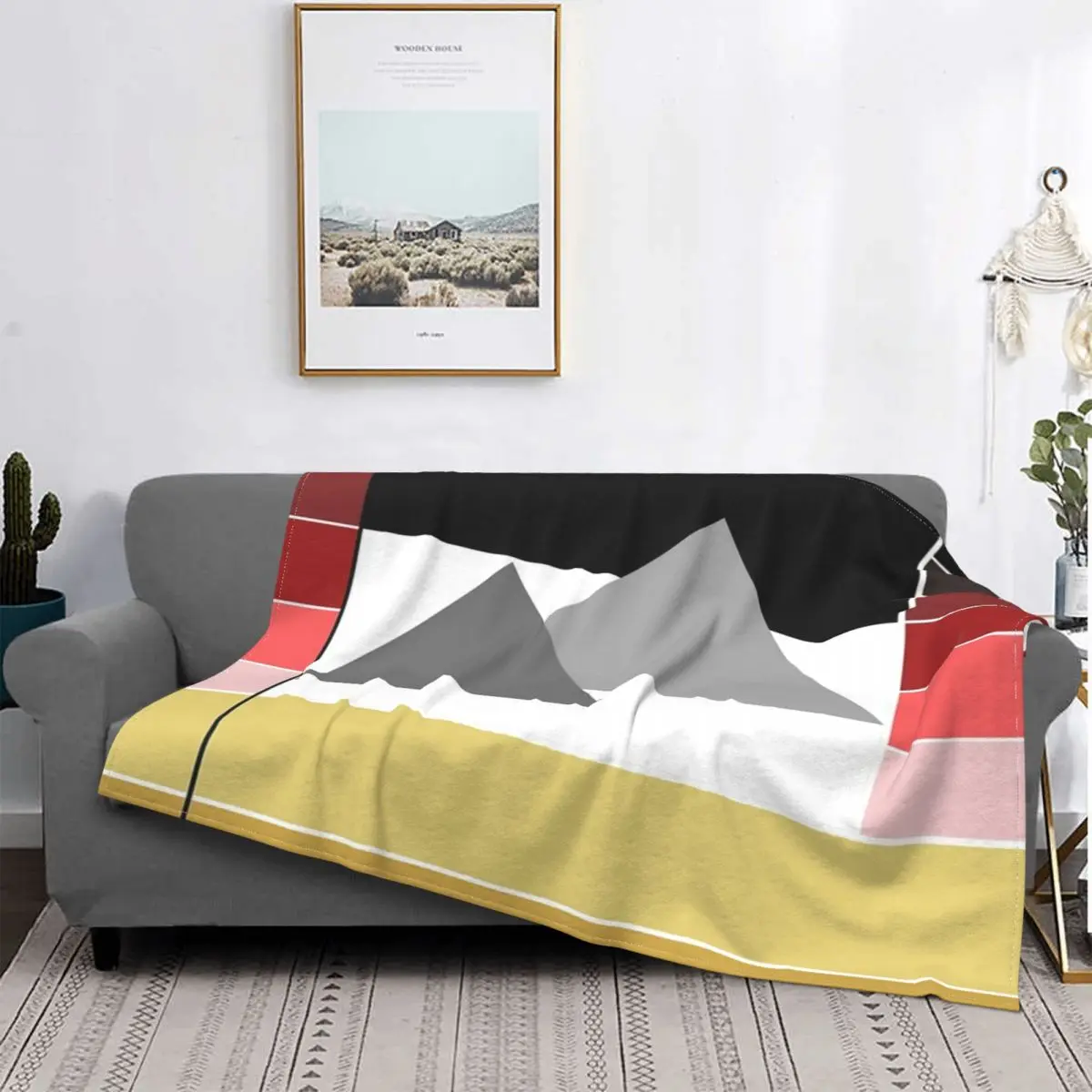 

Manta de noche de triángulos grises, colcha para cama a cuadros, manta de felpa de Anime para Picnic, edredones y colcha