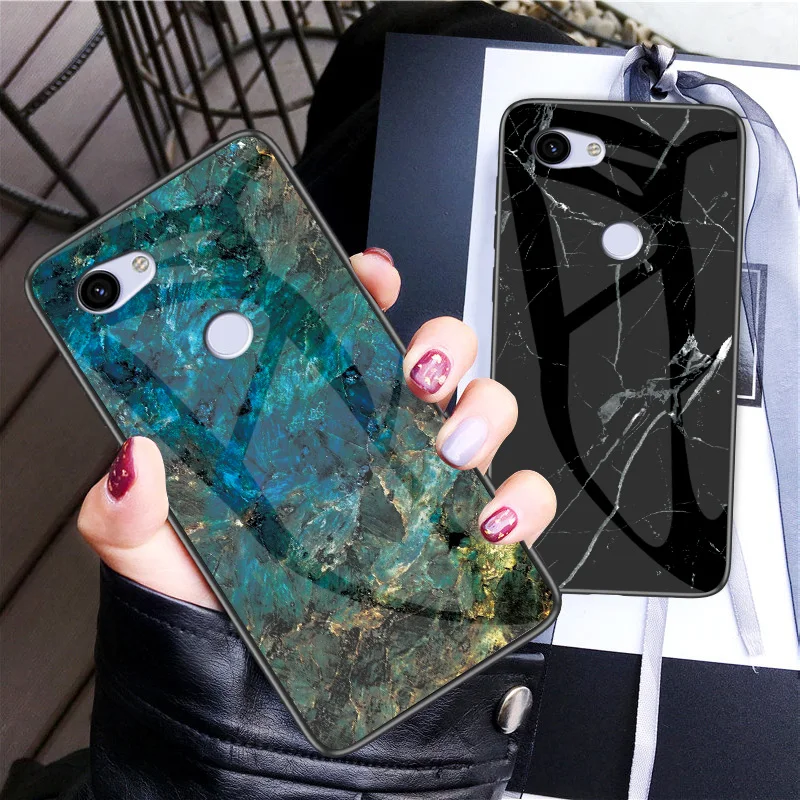 Чехол для Google Pixel 4 3 3A XL закаленное стекло с градиентом мрамора задняя крышка