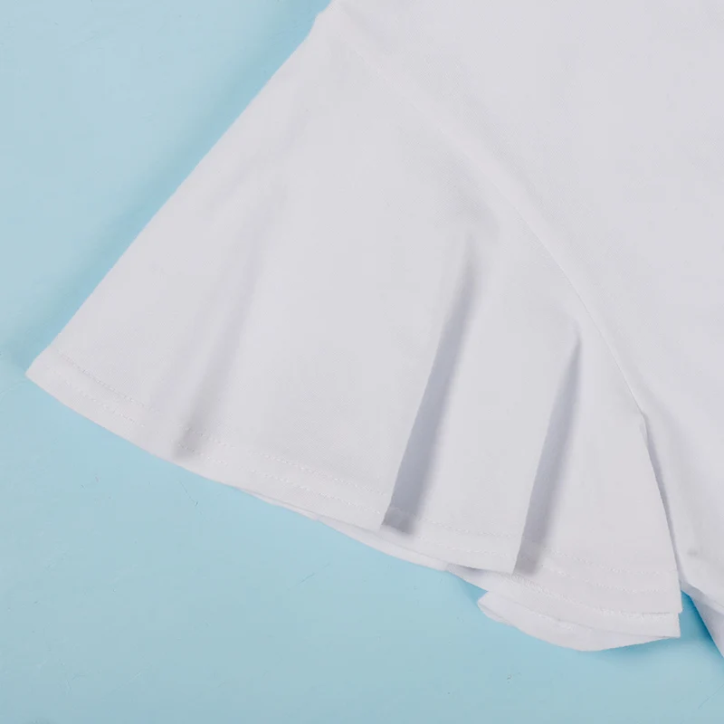 

Cotton Butterfly Sweet Summer Women's T-shirt Short Sleeve White Ruffle T Shirts Lady Fashion Casual t shirts Female