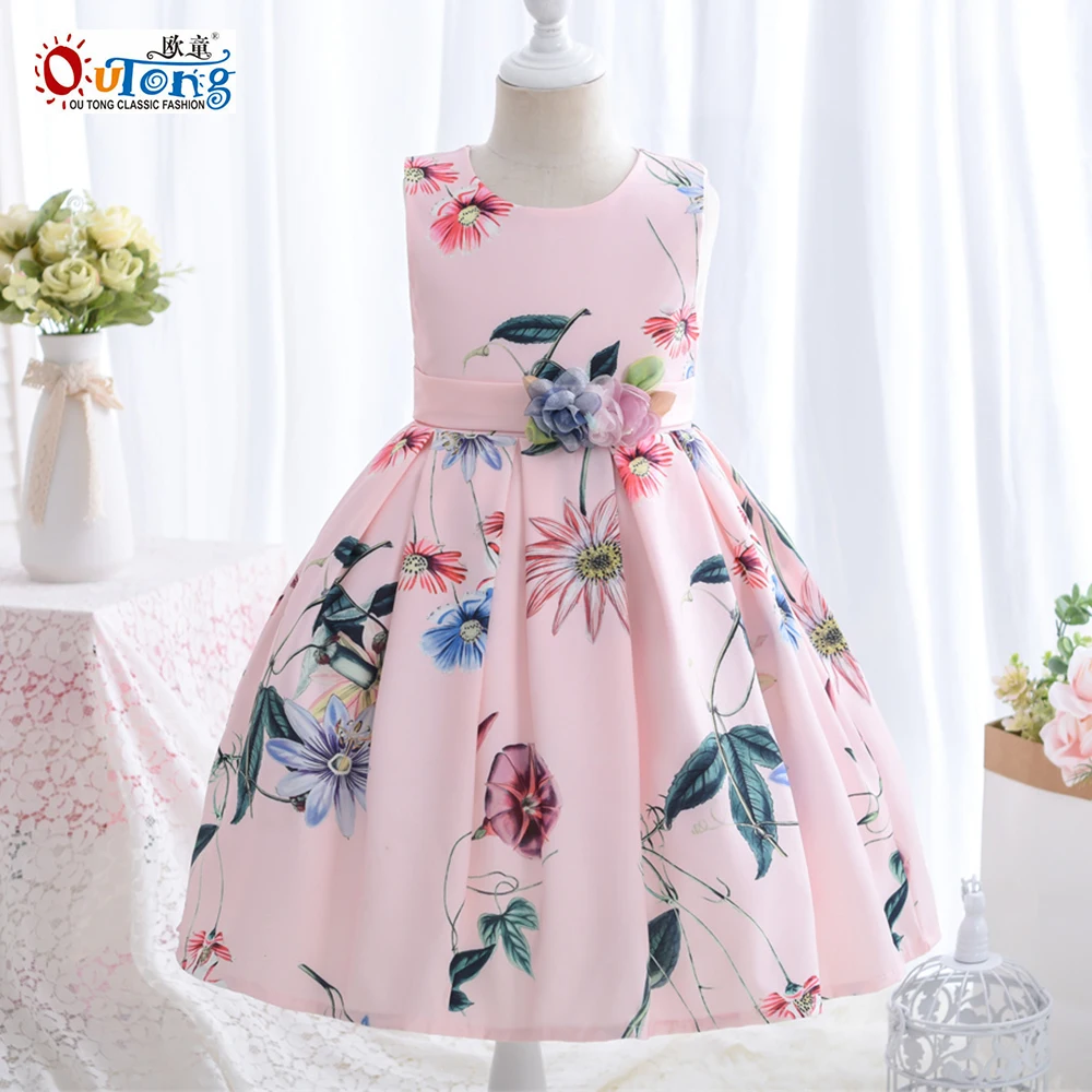 

Outong/Детские хлопковые платья; Повседневные платья без рукавов с цветочным принтом; Детская одежда для девочек 3-10 лет; Летнее платье