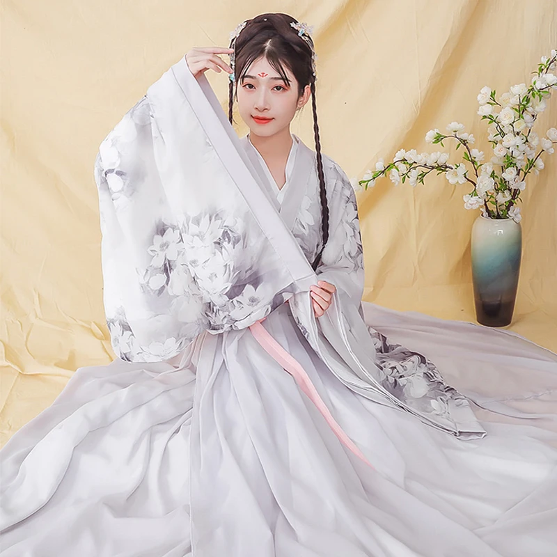 

New Hanfu Dress For Women Adult Chinese Traditional Fairy Clothes Han/Tang/Song/Ming Dynasty Ancient Elegant Gray Hanfu VO902