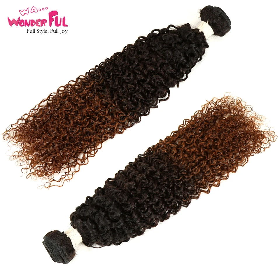 WA... чудесные кудрявые 10 22 дюйма M Remy 100% бразильские человеческие волосы 3 тона 1B/4/30