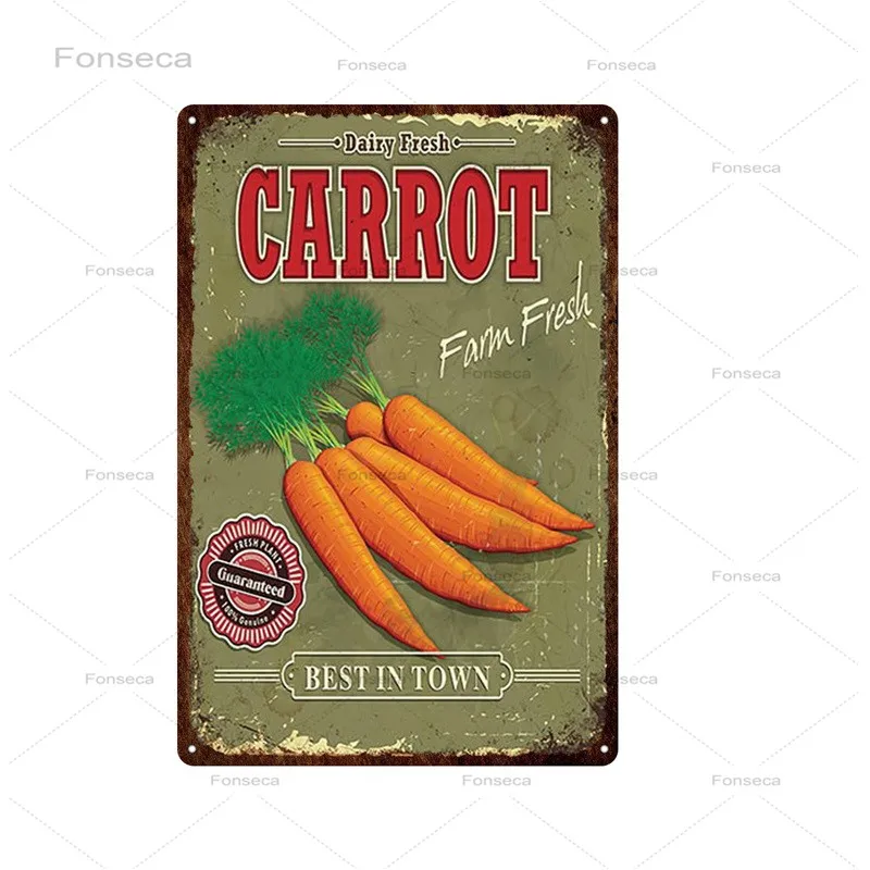 

Retro Coffee Beer Metal Tin Sign Vintage Bar Pub Club Wall Decorative Plates Home Kitchen Decor Vegetables Iron Painting