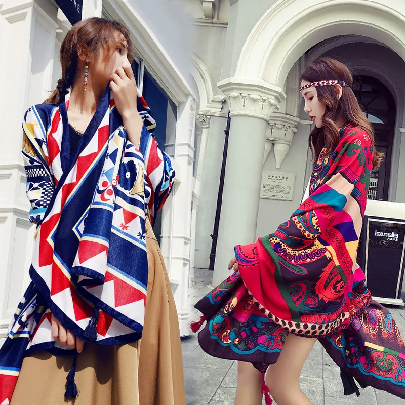 

Летний хлопковый пеньковый Национальный солнцезащитный шарф с защитой от ветра и туризма. Праздничный солнцезащитный шарф, кондиционерная шаль, женское пляжное полотенце