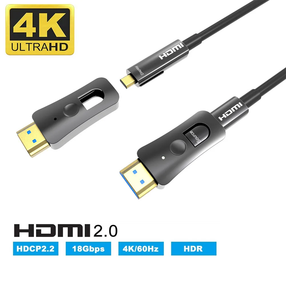 Резьбовой HDMI 2 0 4K волоконно-оптический кабель A-D типа D с одной головкой для HDTV