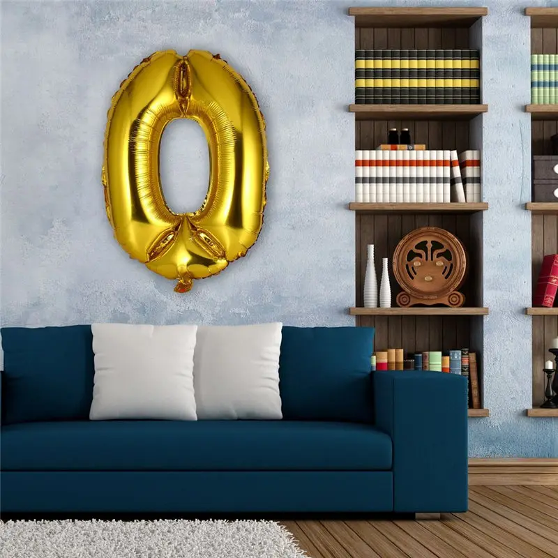 40 дюймов Золото Серебро числа из фольги воздушный шар цифра воздуха майларовые