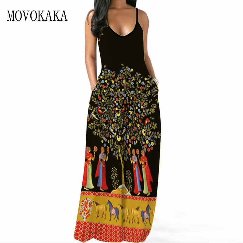

MOVOKAKA черного цвета с рисунком пикантные модельные туфли с ремешком для женщин 2021 эластичность летние пляжные открытые платья без рукавов ...