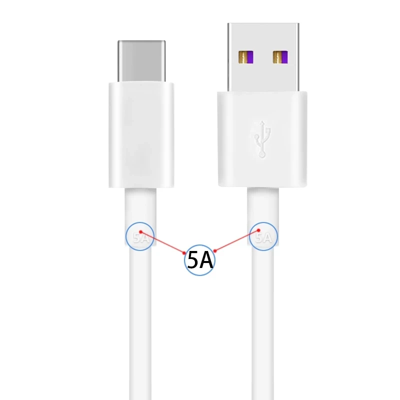 For Huawei USB 5A Type C Cable P30 P20 Pro lite Mate20 10 Pro P10 Plus lite USB 3.1 Type-C Supercharge Super Charger Cable