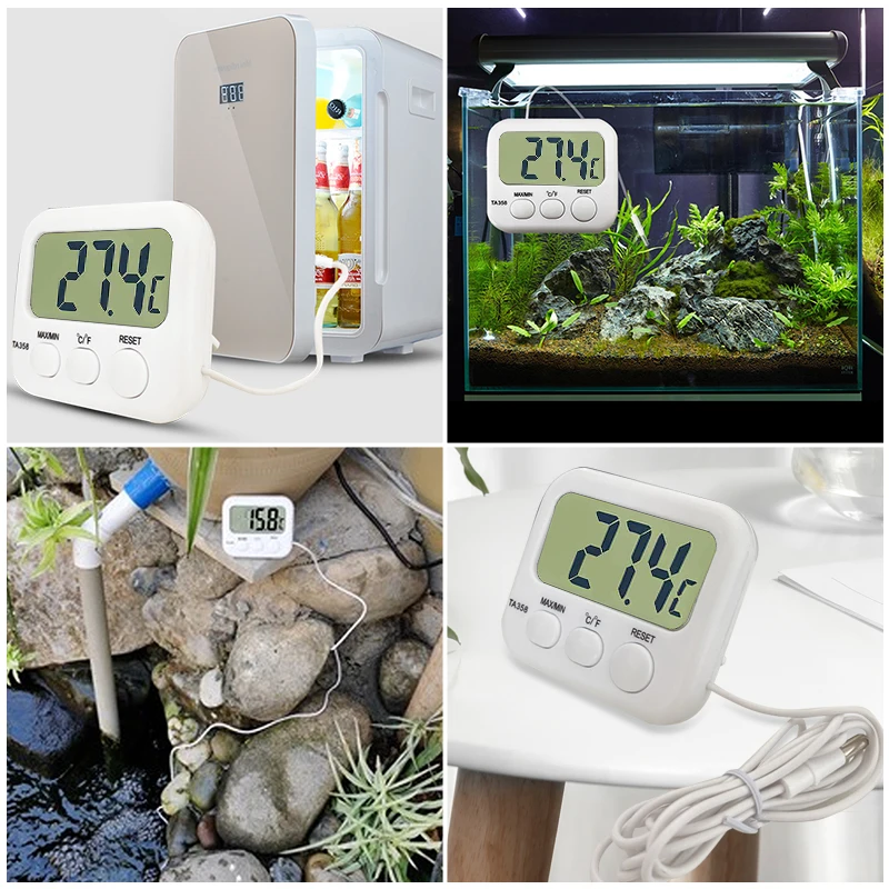 refrigerator aquarium fish tank electronic thermometer lcd cf digital thermo max min temperature meter with probe sensor cable free global shipping