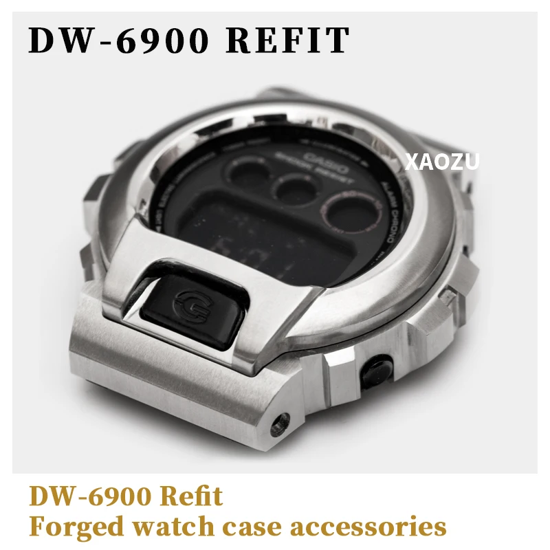 Ремешок для часов XAOZU DW6900 черный металлический корпус из нержавеющей стали