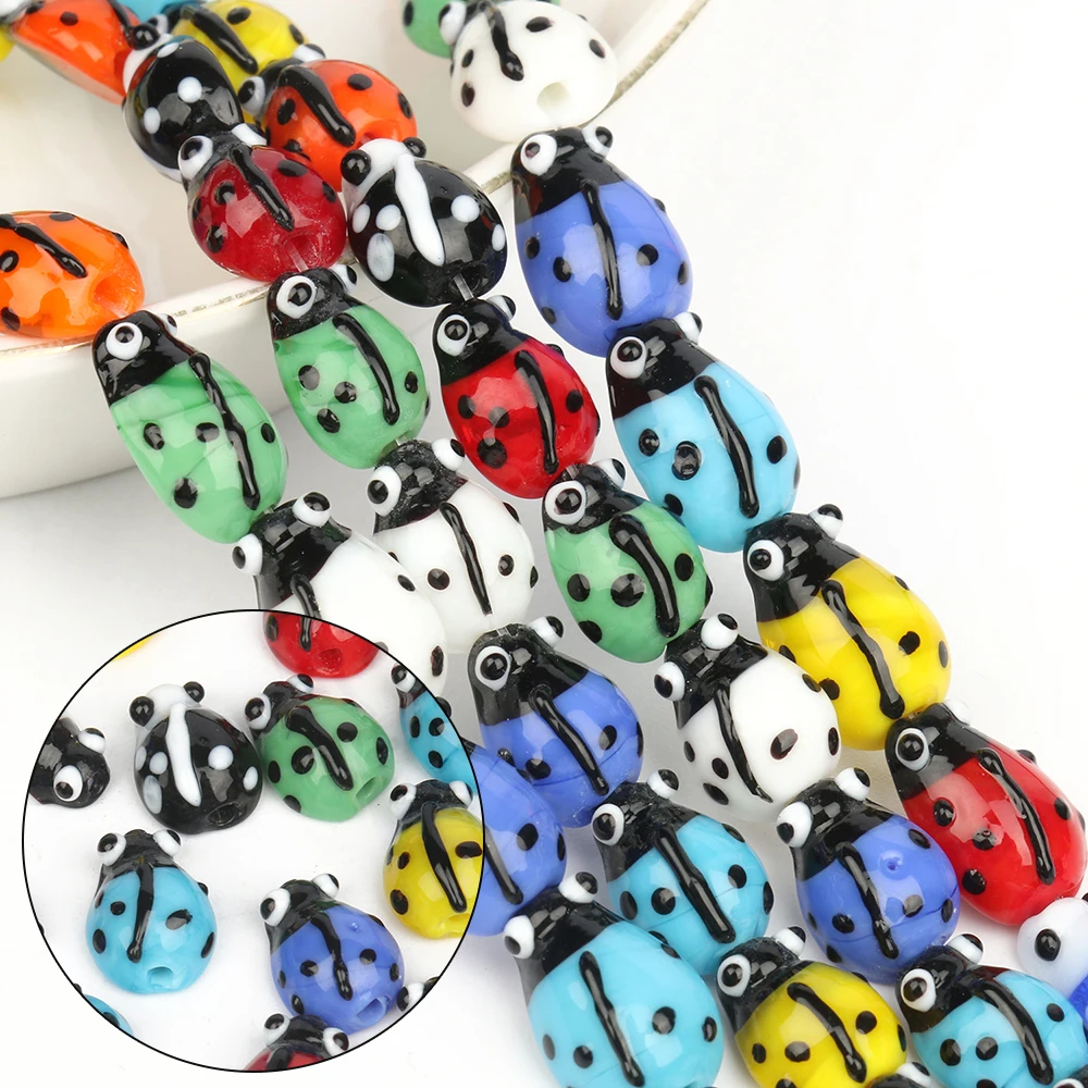 

20pcs/lot Mixed Murano Ladybug Lampwork Glass Spacer Beads For Jewelry Making Bracelet Necklace Handmade DIY Crafts Accessories