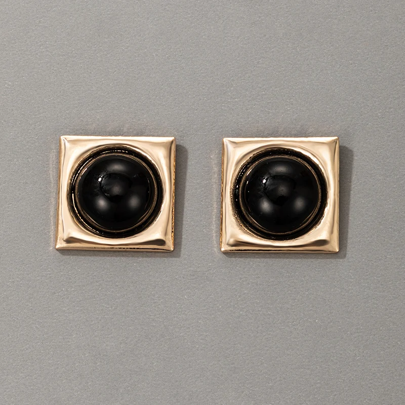 

Tocona 2021 Trendy Black Dripping Oil Stud Earrings for Women Elegant Gold Color Geometric Earrings Fashion Jewelry Party 18591
