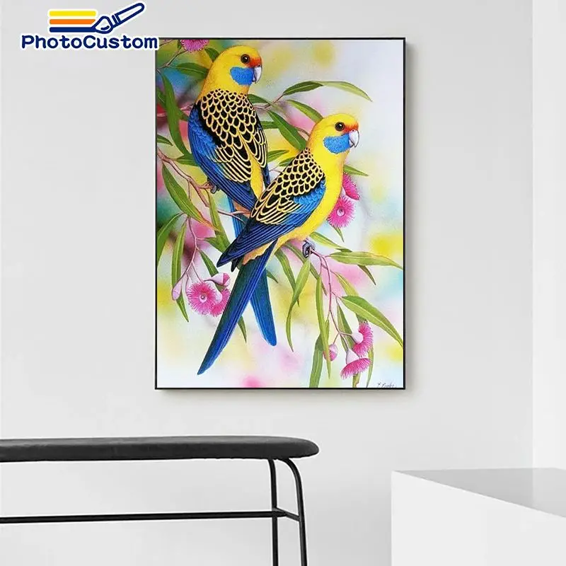 

PhotoCustom 60x75cm Frame Painting By Numbers Bird Kits For Adults Picutre Diy Paint By Numbers Handmde Wall Art Picture Art