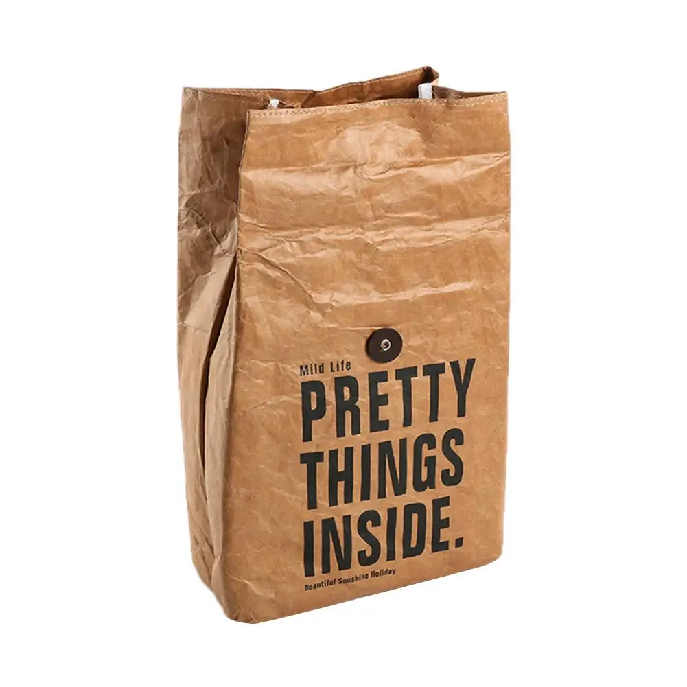 Сумка для ланча в скандинавском стиле моющаяся изолированная от крафт сумка