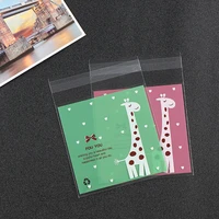 100pcs lovely giraffe baked biscuits west point self adhesive bag wedding candy bag try decoration bag