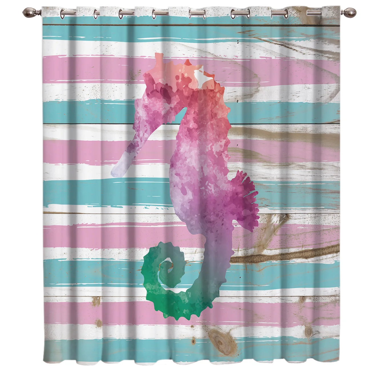 Watercolor Seahorses On The Board Window Blinds Living Room Bathroom Blackout Bedroom Indoor Fabric Treatment Ideas | Дом и сад