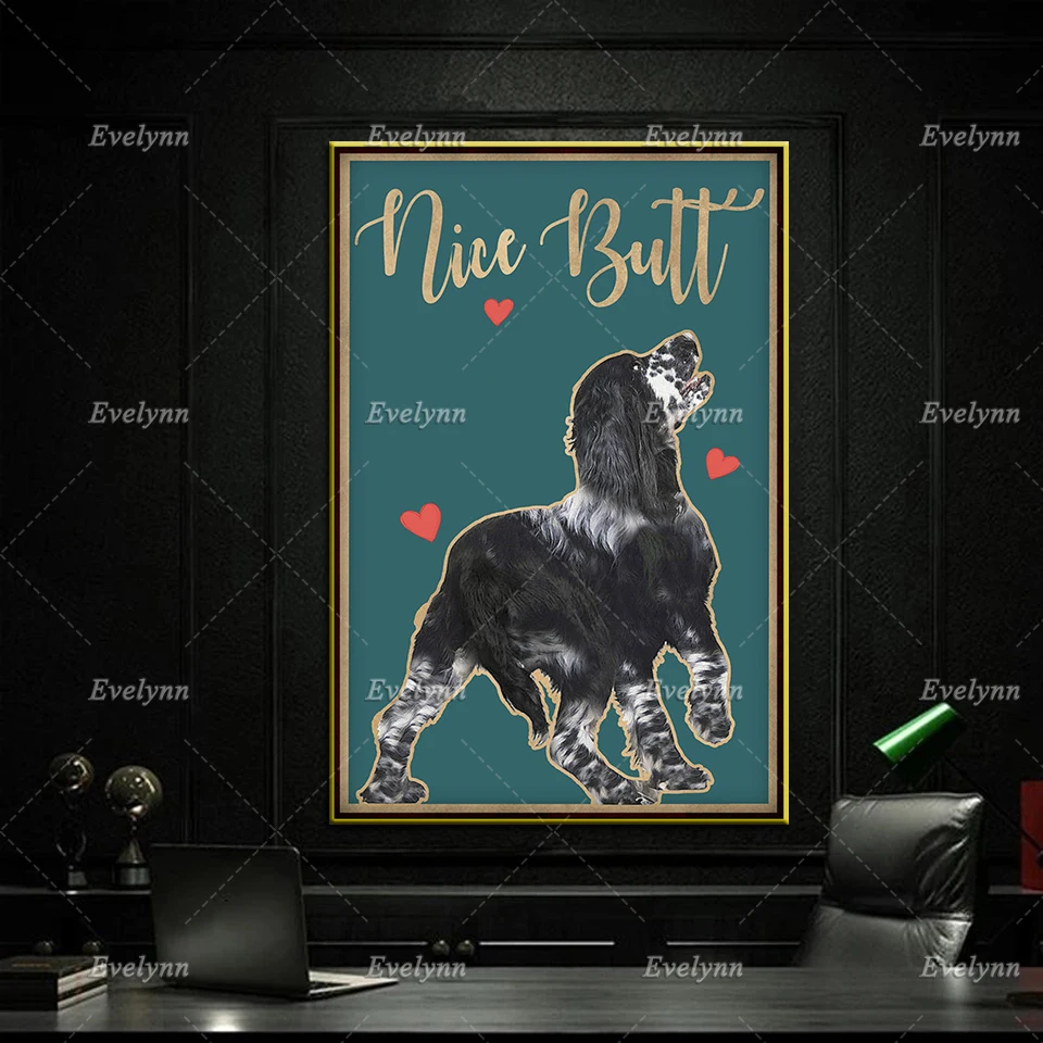 

Black and White English Cocker Spaniel Nice Butt Funny Toilet Poster Dog Lovers Bathroom Decor Home Decor Canvas Wall Art Prints