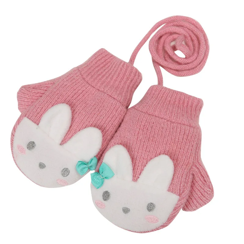 Only gloves Зимние теплые детские шапки и шарфы, комплект, зимняя шапка с помпоном динозавра, модная Высококачественная детская брендовая Теплые трикотажные шапки, шарфы - Цвет: Only gloves