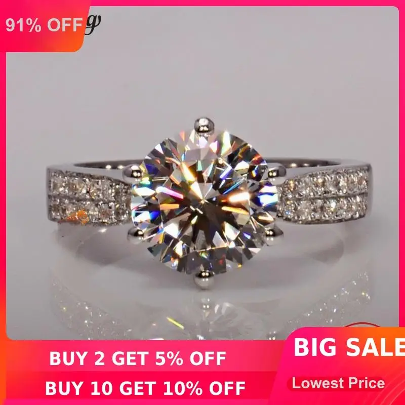 Choucong кольцо Пасьянс из стерлингового серебра 925 пробы с круглой огранкой 3 карата