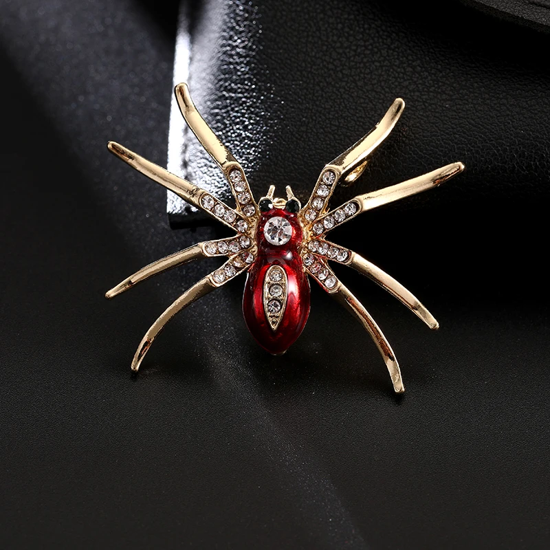 Красная булавка-паук со стразами насекомое модные женские украшения подарок на