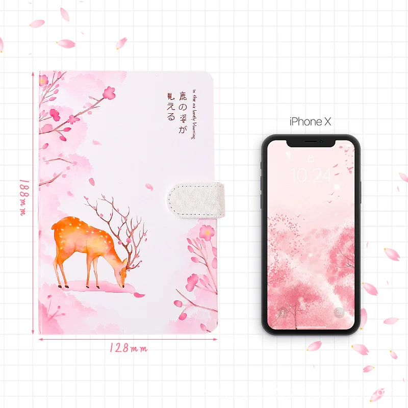 Kawaii Journal A5 блокнот с оленем сетка пустой рисунок ежедневный Еженедельный розовый