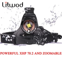 litwod z25 led headlamp xhp70 2 rechargeable headlight 5000lm high power fishing xhp70 xhp50 head lamp zoom light