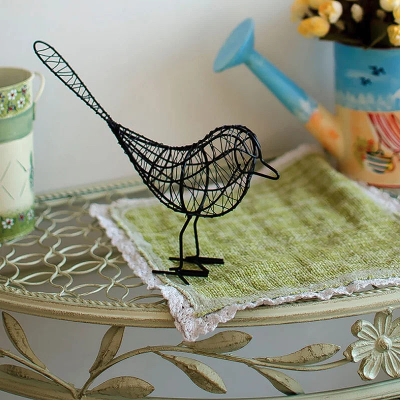 

sNew Garden Wrought Iron Bird Ornaments Gift Crafts Metal Craft Wire Iron Bird Home Living Room Decoration Black
