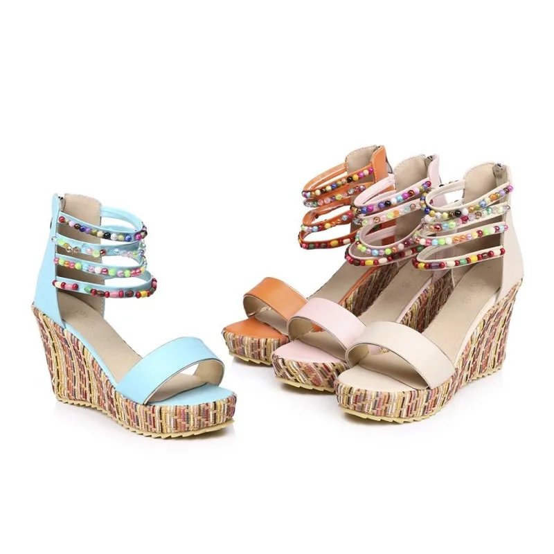 Женские ковбойские босоножки на танкетке Нескользящие износостойкие сандалии в