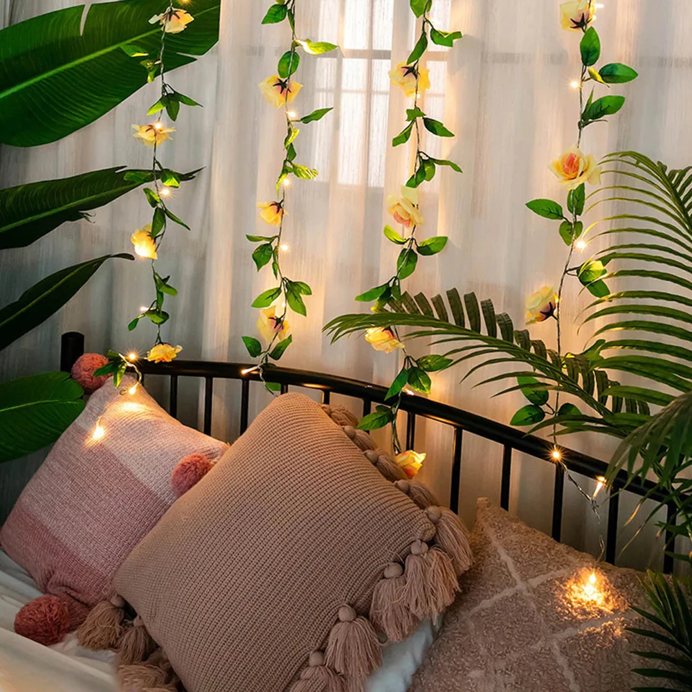 Зеленых листьев светильник s светодиодный Медь Фея провод шнура лучшей цене