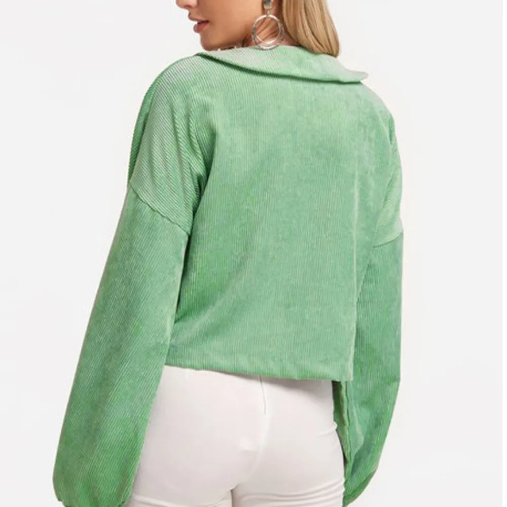 Fashion Womens Long Sleeve Solid Brown Pocket Button Green flannel Jacket Blouse Tops Overcoat | Женская одежда