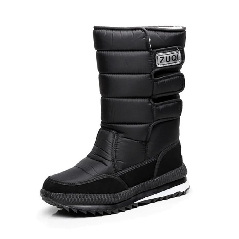 

Mazefeng Platform Men Snow Boots Waterproof Nylon Plus Size 45-47 Mens Mid Calf Boots Platform Plush Warm Shoes Winter Black