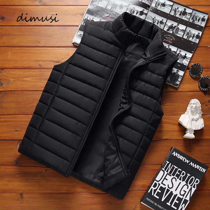 

DIMUSI Men' Sleeveless Vest Jackets Winter Fashion Male Cotton-Padded Vest Coats Men Stand Collar Warm Waistcoats Clothing 5XL