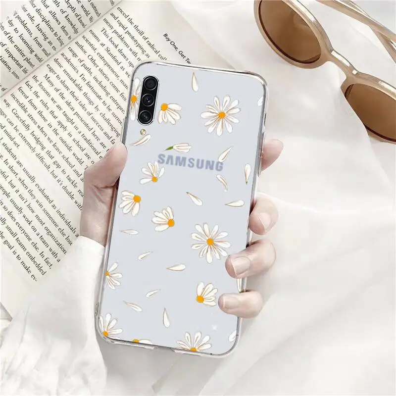 

Daisy flower yellow Phone Case Transparent for Samsung s9 s10 s20 Huawei honor P20 P30 P40 xiaomi note mi 8 9 pro lite plus