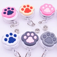 new high quality pvc cartoon cat paw retractable nurse badge holder cute doctor students id card holder