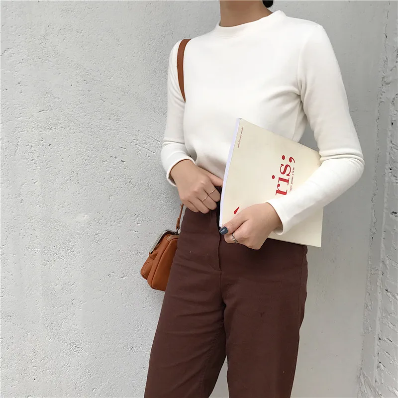 Футболка женская плотная бархатная с длинным рукавом и круглым вырезом|Футболки|