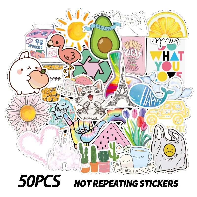 Details about   50PCS DIY Skateboard Stickers Vinyl Laptop Luggage Decals Girls Cute Sticker Set