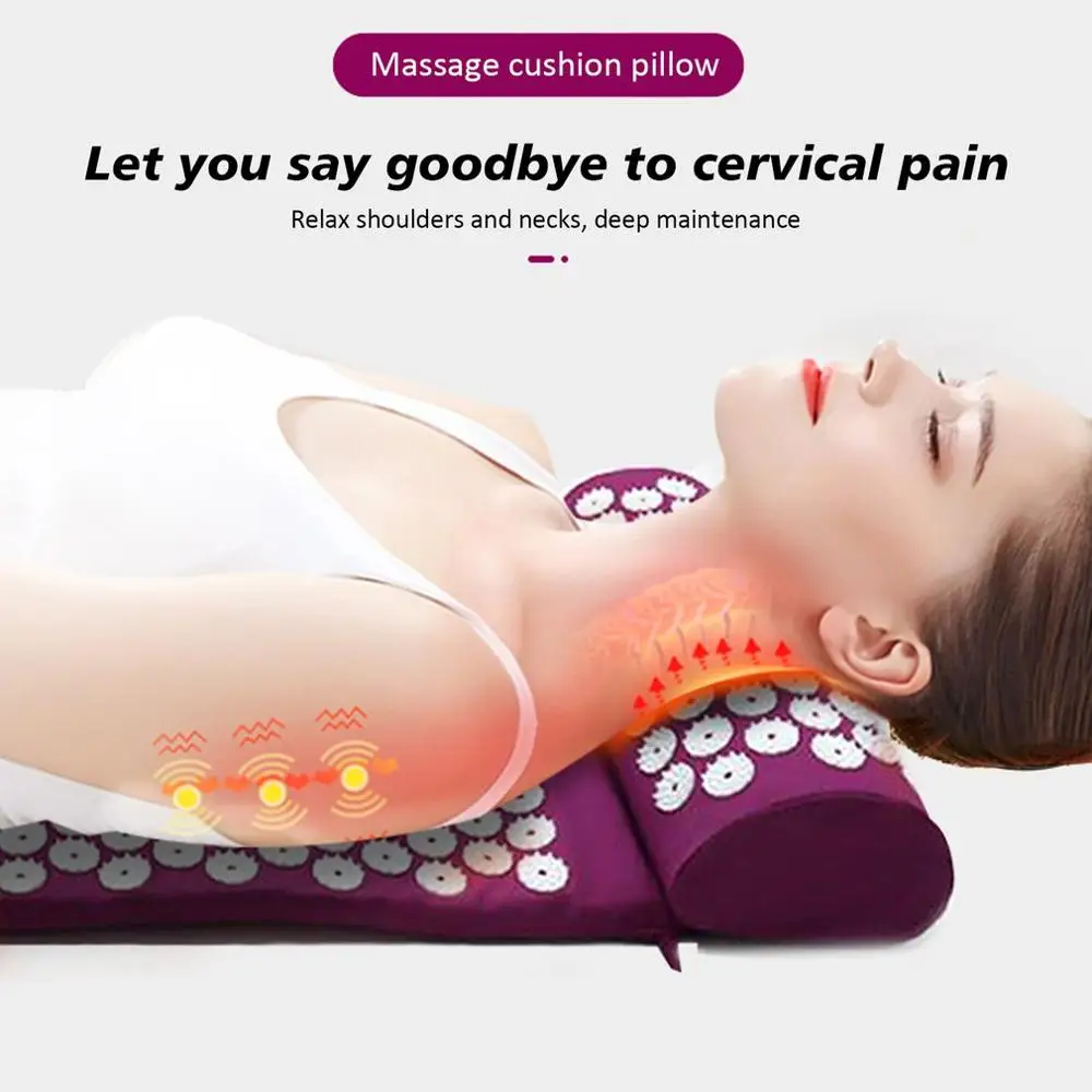 Массажный коврик для йоги акупрессурный с шипами снятия стресса боли в спине