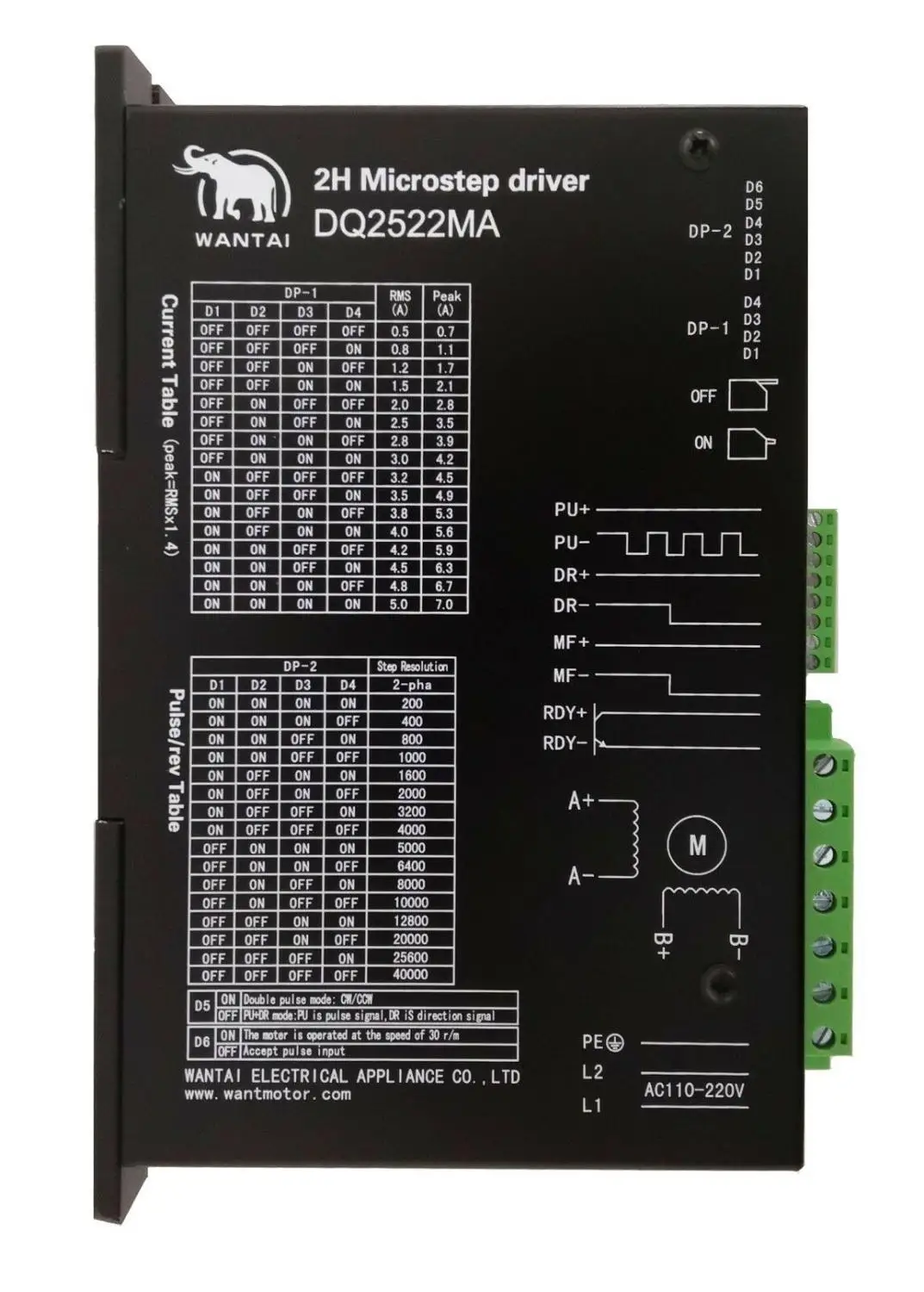

1 шт., драйвер шагового двигателя Wantai DQ2522MA, 90-50% в, 5 А