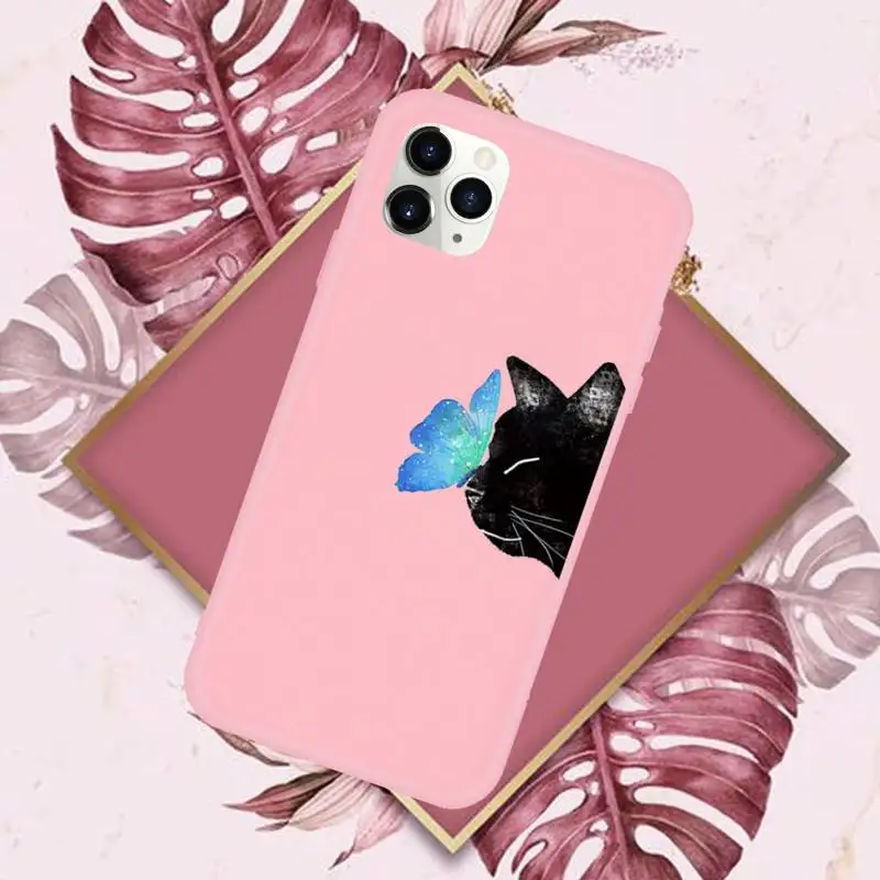 

Cute cat Phone Case Candy Color for iPhone 11 12 mini pro XS MAX 8 7 6 6S Plus X SE 2020 XR