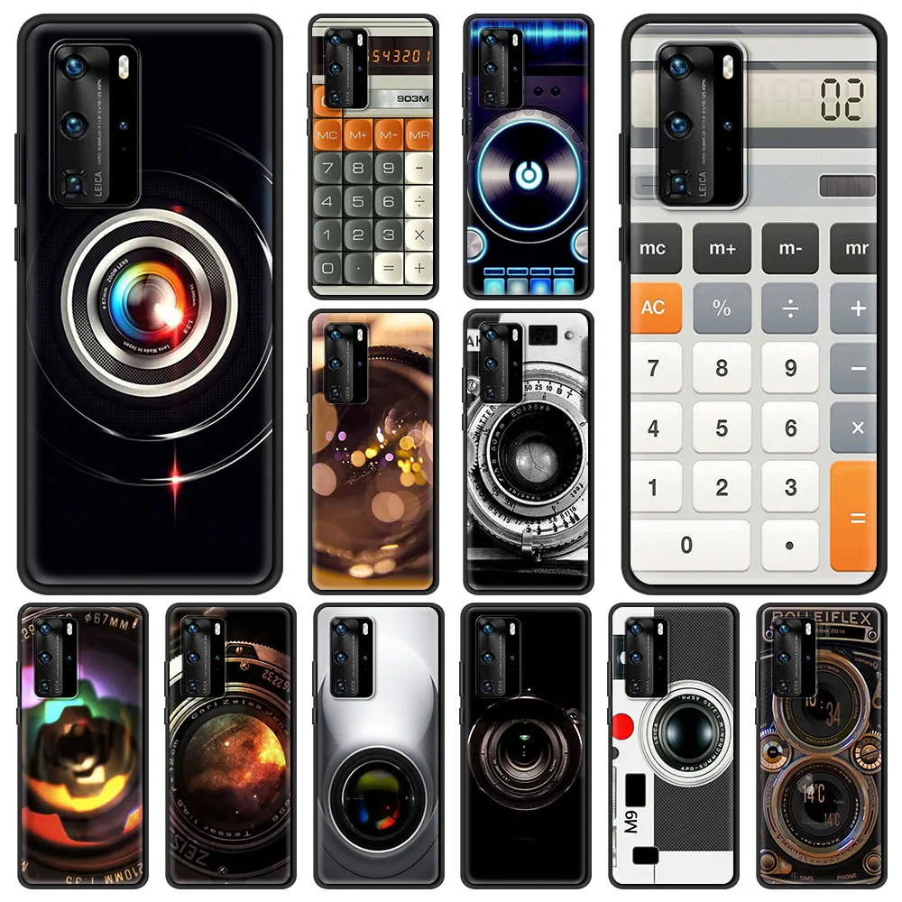 

Vintage Camera Lens Fundas Cover Bag For Huawei Y6 Y7 2019 P30 Pro P40 Lite E P Smart Z Phone Case Silicon Soft Shockproof Shell