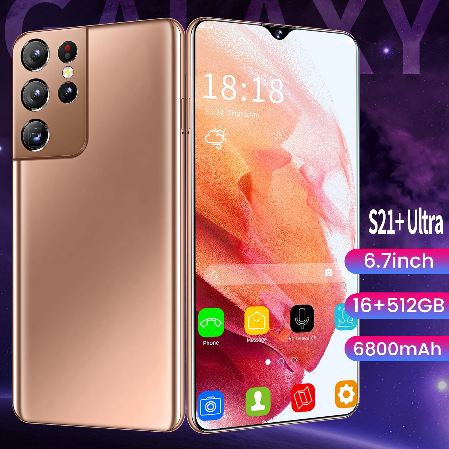 

S21 + 6,7 12 + 512 6800 Android 16MP + 32MP Dual SIM 5G