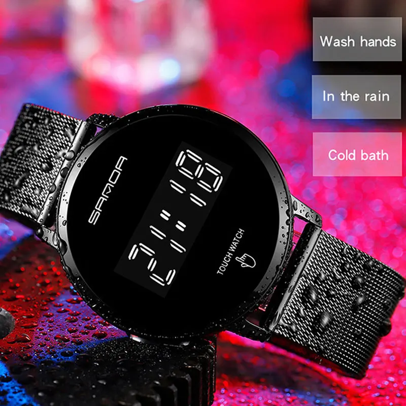 Модные спортивные часы для мужчин с сенсорным экраном светодиодный цифровой дисплей повседневные водонепроницаемые женские часы из нержа... от AliExpress WW